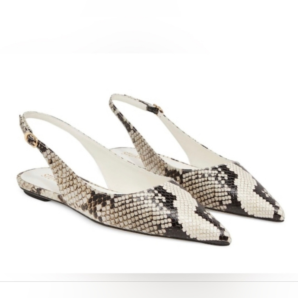 Stuart Weitzman Snakeskin Pattern Slingback Flats